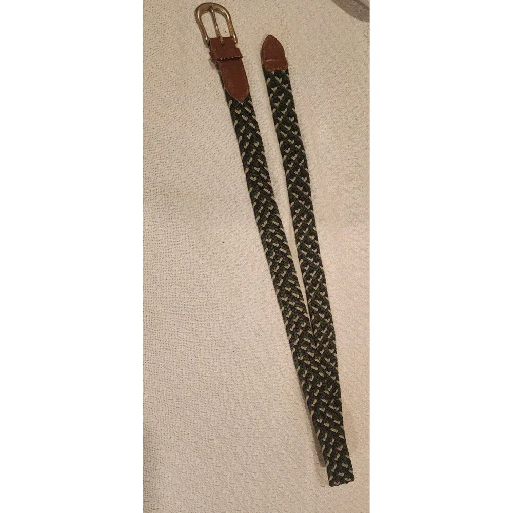 Elastic Canvas Belt Braided Brown Tan Green Blue Stretch Woven Men L- 43